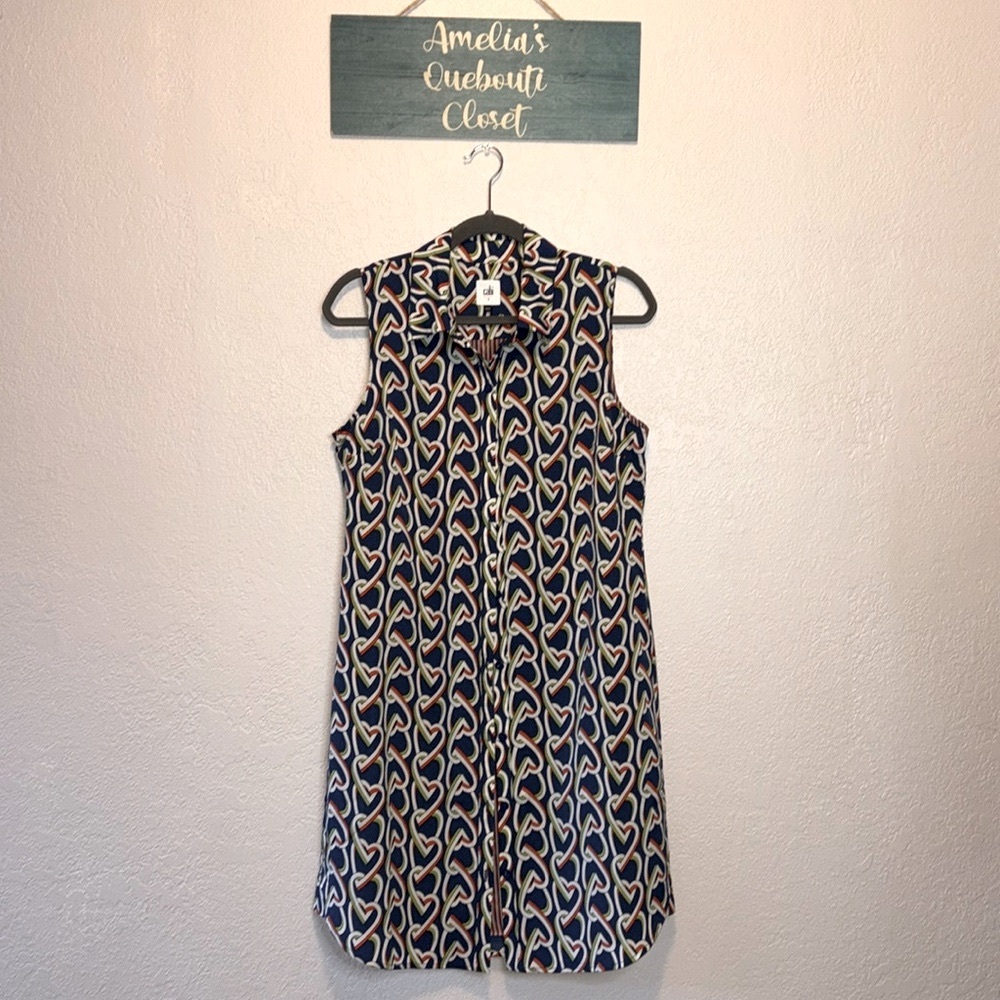 CAbi sleeveless multi color dress sz small